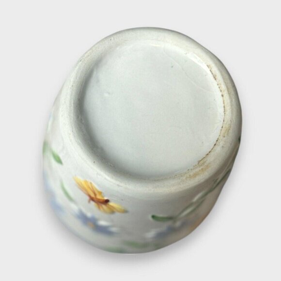 Vintage Ceramic Toothbrush Holder White Floral Butterfly 3D Holds 3 Brushes READ - Picture 4 of 4